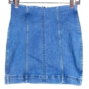 Free People Blue Denim Mini Skirt